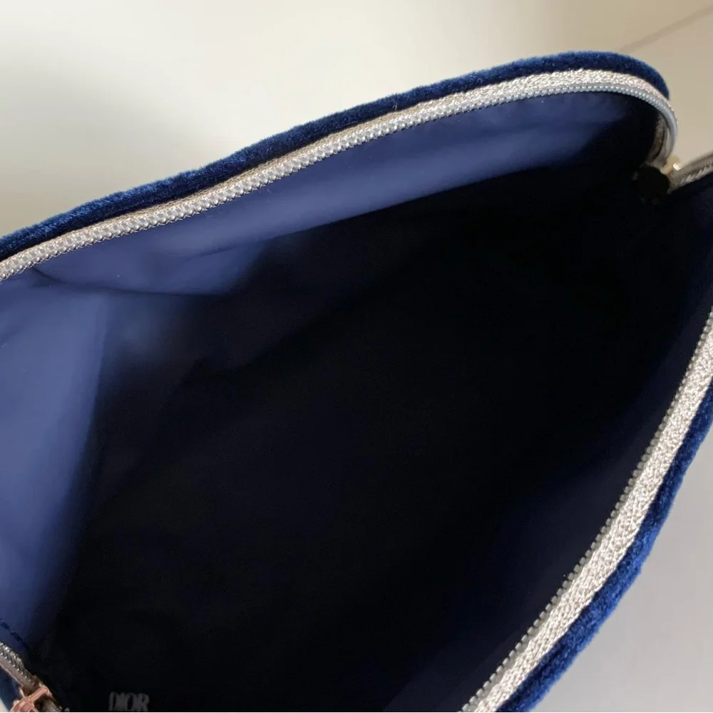 Dior navy velvet zippy pouch